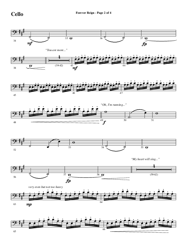 Forever Reign (Choral Anthem SATB) Cello (Word Music Choral / Arr. Joshua Spacht)