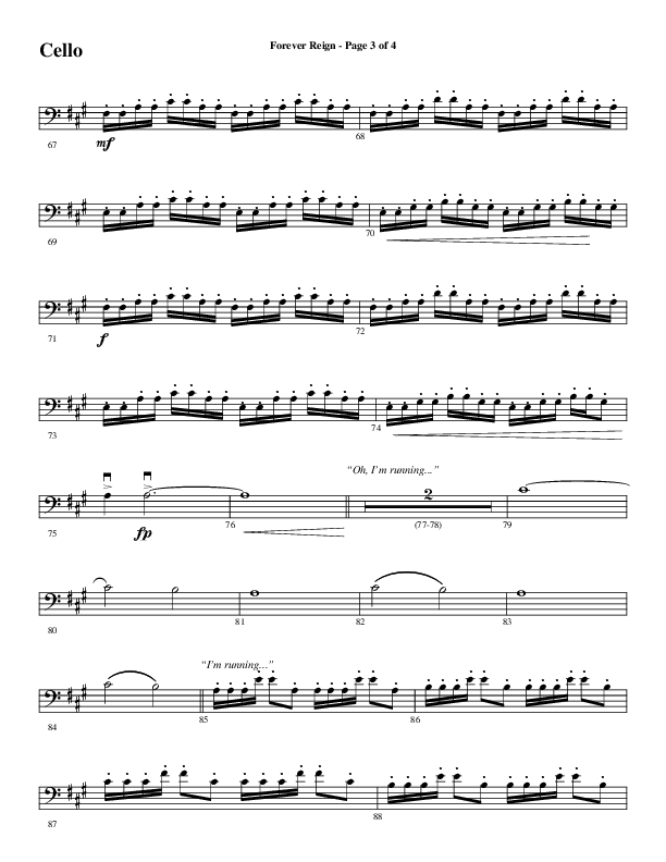 Forever Reign (Choral Anthem SATB) Cello (Word Music Choral / Arr. Joshua Spacht)