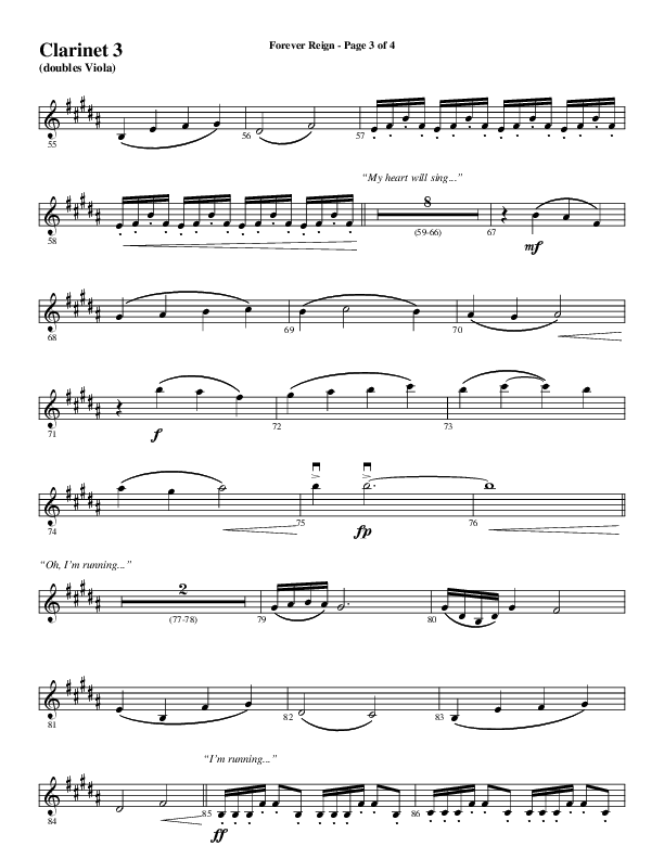 Forever Reign (Choral Anthem SATB) Clarinet 3 (Word Music Choral / Arr. Joshua Spacht)