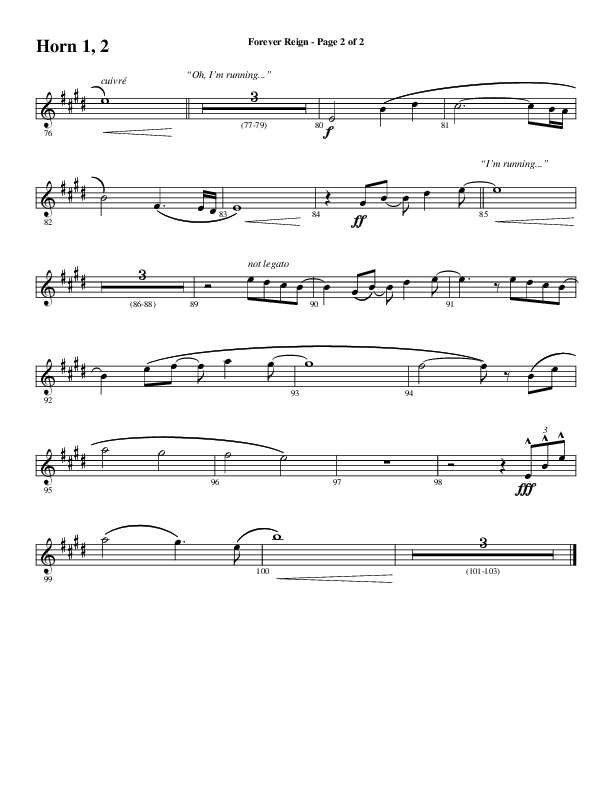 Forever Reign (Choral Anthem SATB) French Horn 1/2 (Word Music Choral / Arr. Joshua Spacht)