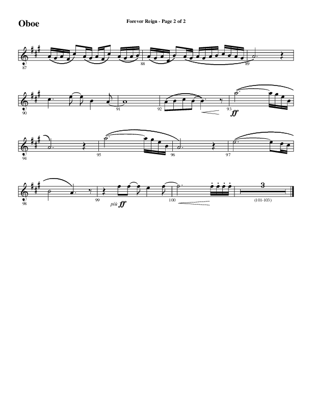 Forever Reign (Choral Anthem SATB) Oboe (Word Music Choral / Arr. Joshua Spacht)