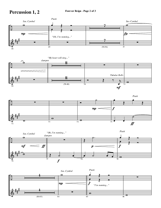 Forever Reign (Choral Anthem SATB) Percussion 1/2 (Word Music Choral / Arr. Joshua Spacht)