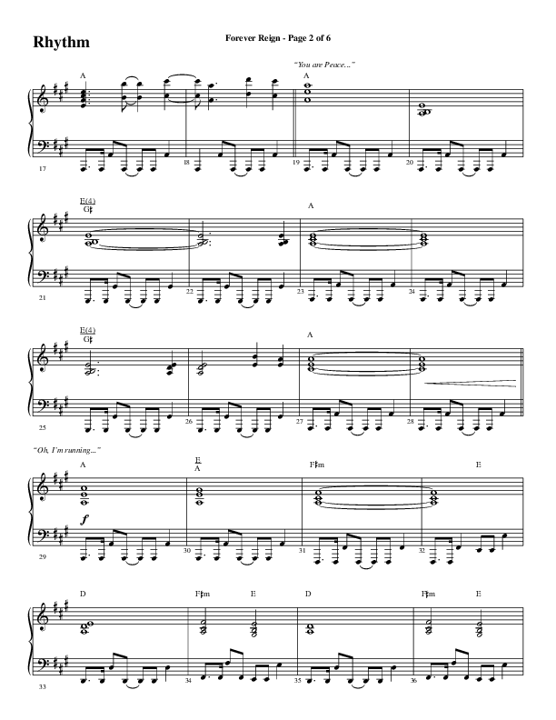 Forever Reign (Choral Anthem SATB) Rhythm Chart (Word Music Choral / Arr. Joshua Spacht)