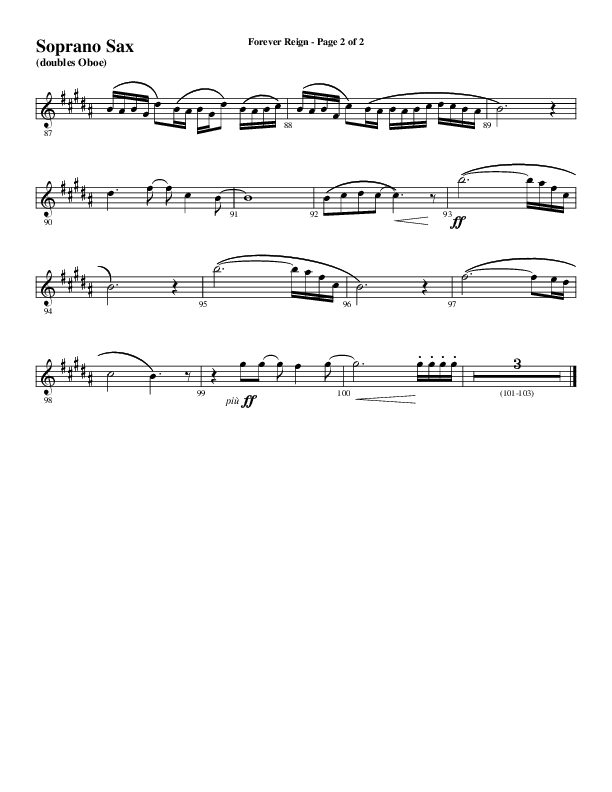 Forever Reign (Choral Anthem SATB) Soprano Sax (Word Music Choral / Arr. Joshua Spacht)