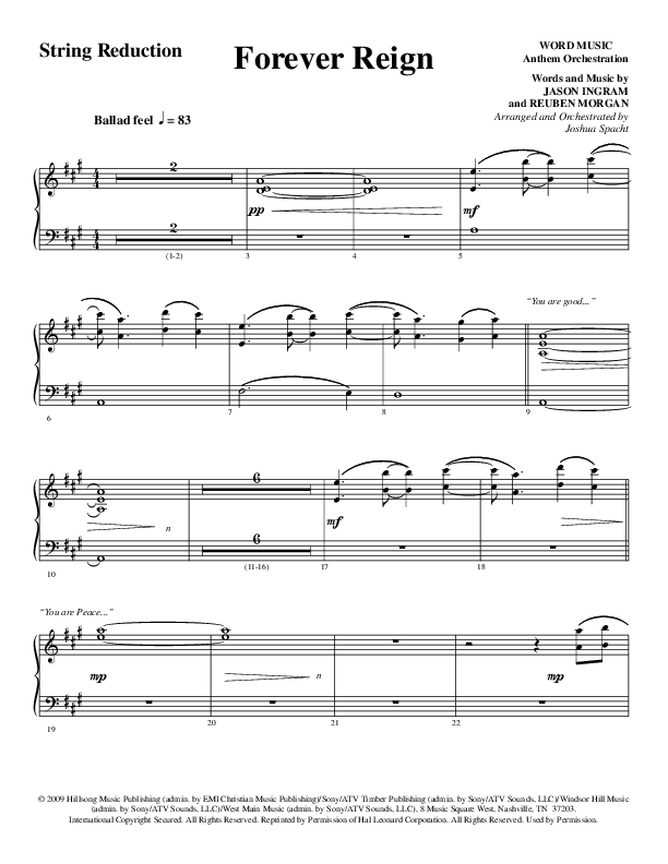 Forever Reign (Choral Anthem SATB) String Reduction (Word Music Choral / Arr. Joshua Spacht)