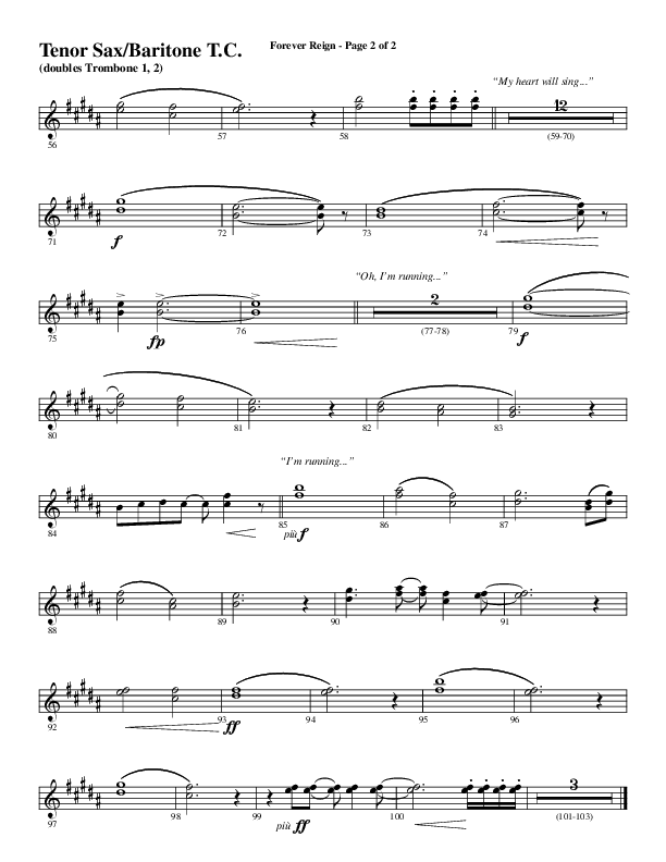 Forever Reign (Choral Anthem SATB) Tenor Sax/Baritone T.C. (Word Music Choral / Arr. Joshua Spacht)