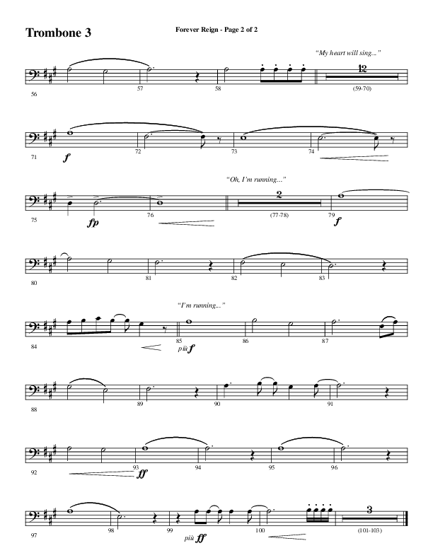 Forever Reign (Choral Anthem SATB) Trombone 3 (Word Music Choral / Arr. Joshua Spacht)