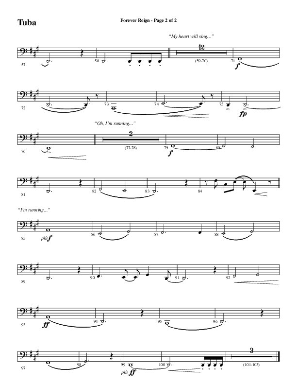 Forever Reign (Choral Anthem SATB) Tuba (Word Music Choral / Arr. Joshua Spacht)