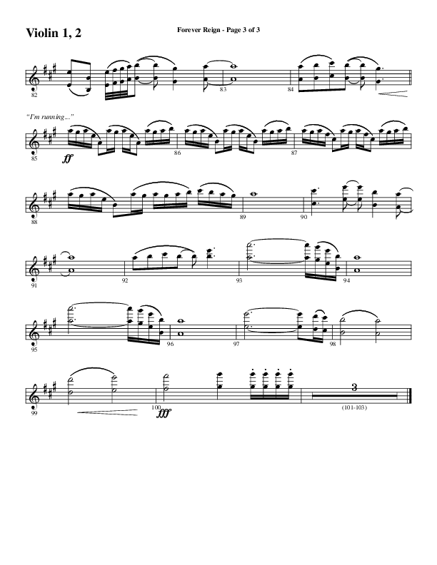 Forever Reign (Choral Anthem SATB) Violin 1/2 (Word Music Choral / Arr. Joshua Spacht)