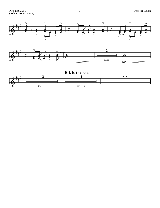 Forever Reign (Choral Anthem SATB) Alto Sax 2 (Lillenas Choral / Arr. David Clydesdale)