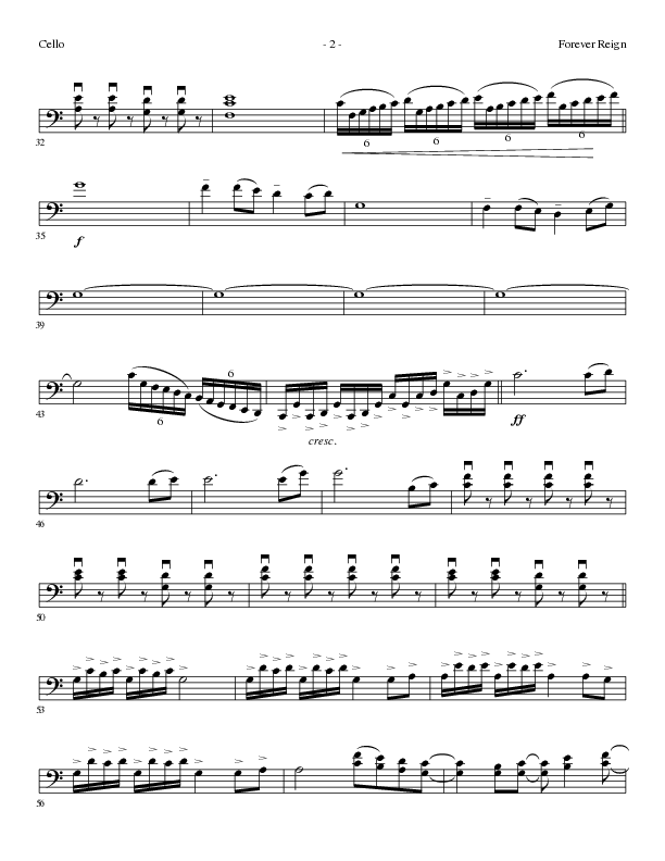 Forever Reign (Choral Anthem SATB) Cello (Lillenas Choral / Arr. David Clydesdale)