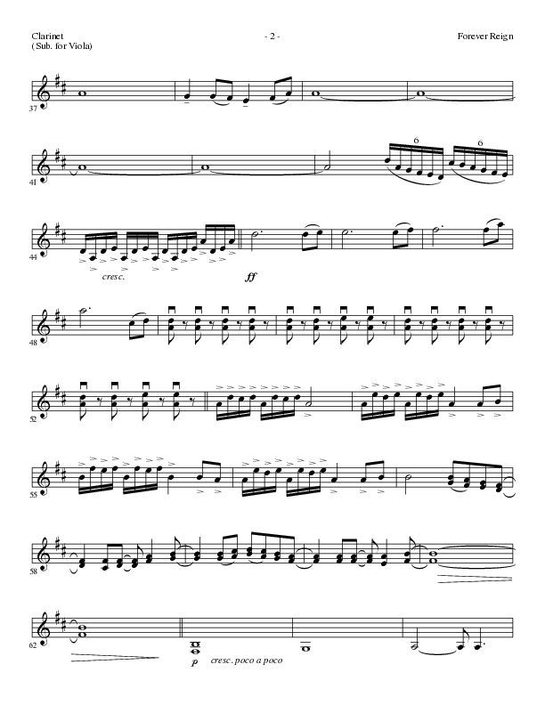 Forever Reign (Choral Anthem SATB) Clarinet (Lillenas Choral / Arr. David Clydesdale)