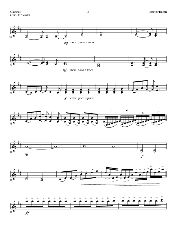 Forever Reign (Choral Anthem SATB) Clarinet (Lillenas Choral / Arr. David Clydesdale)