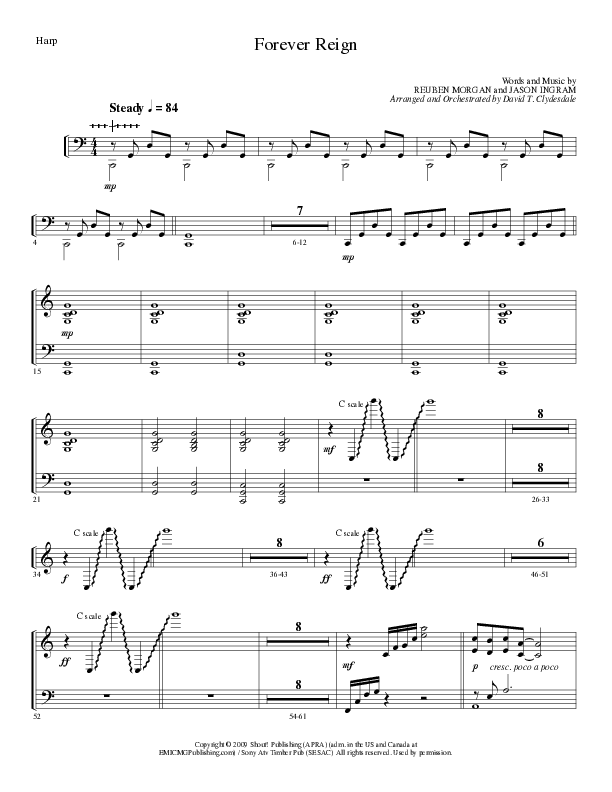 Forever Reign (Choral Anthem SATB) Harp (Lillenas Choral / Arr. David Clydesdale)