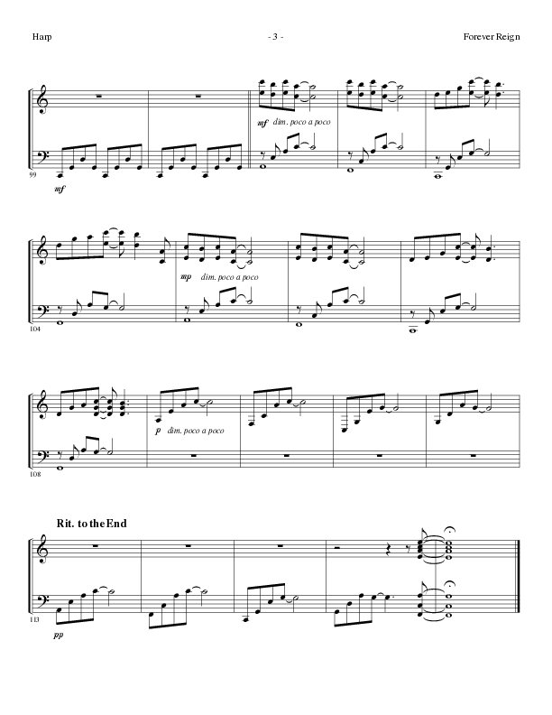 Forever Reign (Choral Anthem SATB) Harp (Lillenas Choral / Arr. David Clydesdale)