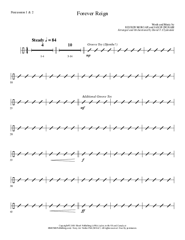 Forever Reign (Choral Anthem SATB) Percussion (Lillenas Choral / Arr. David Clydesdale)