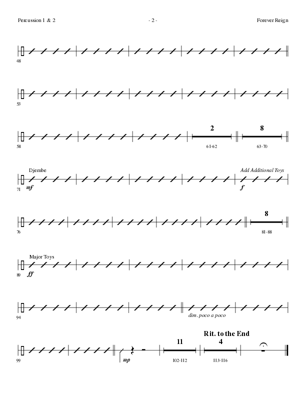 Forever Reign (Choral Anthem SATB) Percussion (Lillenas Choral / Arr. David Clydesdale)