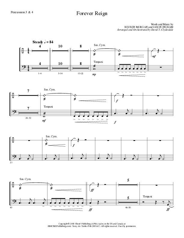 Forever Reign (Choral Anthem SATB) Percussion (Lillenas Choral / Arr. David Clydesdale)