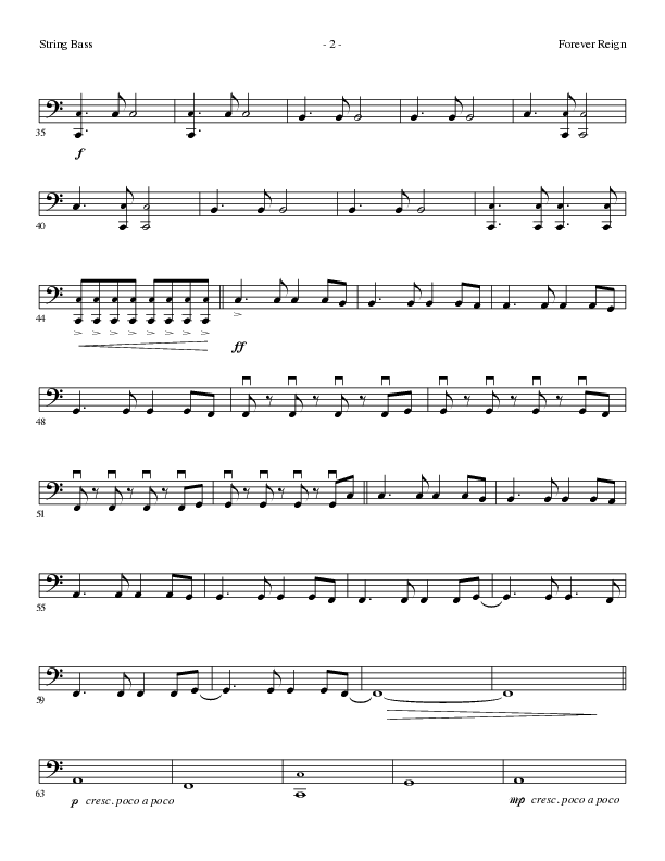 Forever Reign (Choral Anthem SATB) String Bass (Lillenas Choral / Arr. David Clydesdale)