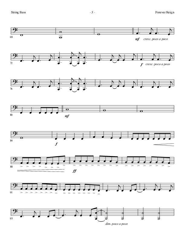 Forever Reign (Choral Anthem SATB) String Bass (Lillenas Choral / Arr. David Clydesdale)