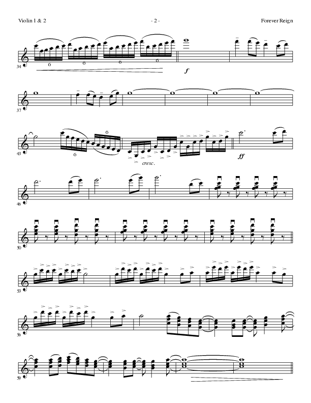 Forever Reign (Choral Anthem SATB) Violin 1/2 (Lillenas Choral / Arr. David Clydesdale)