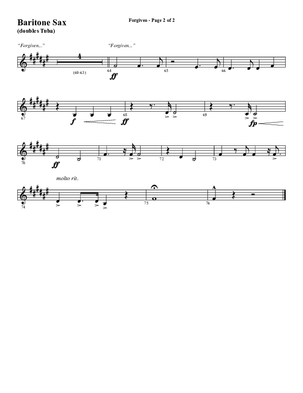Forgiven (Choral Anthem SATB) Bari Sax (Word Music / Arr. Daniel Semsen)