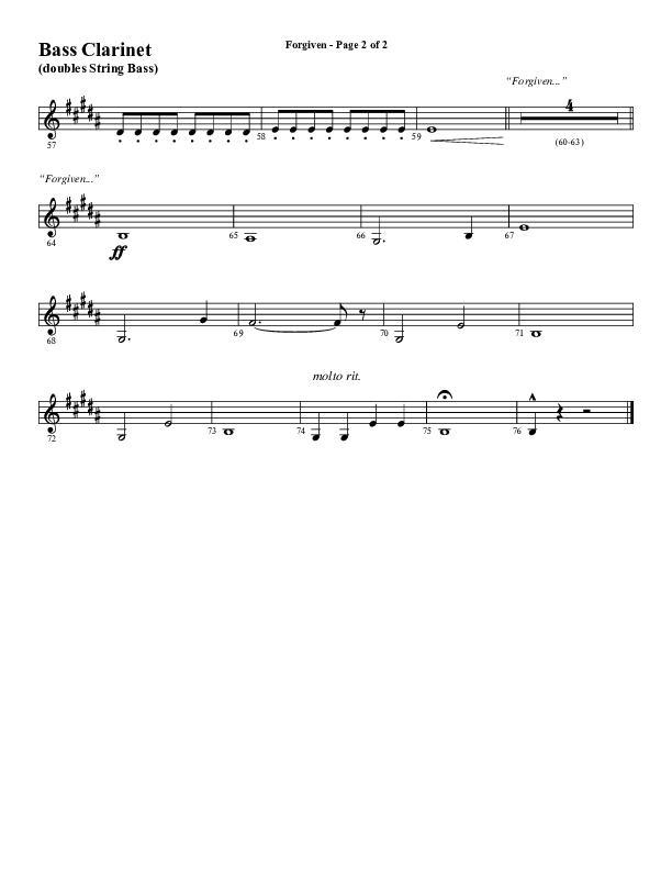 Forgiven (Choral Anthem SATB) Bass Clarinet (Word Music / Arr. Daniel Semsen)