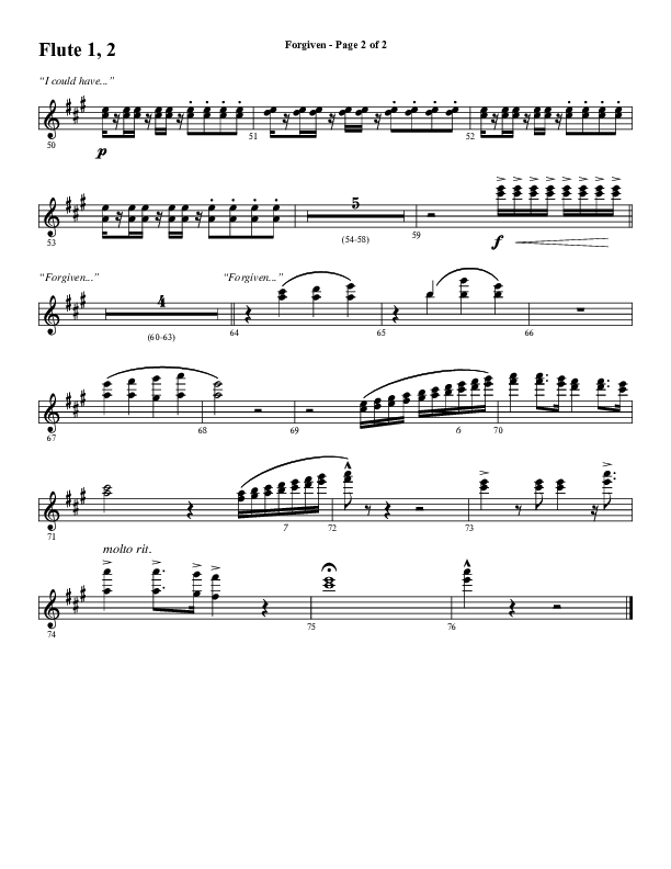 Forgiven (Choral Anthem SATB) Flute 1/2 (Word Music / Arr. Daniel Semsen)