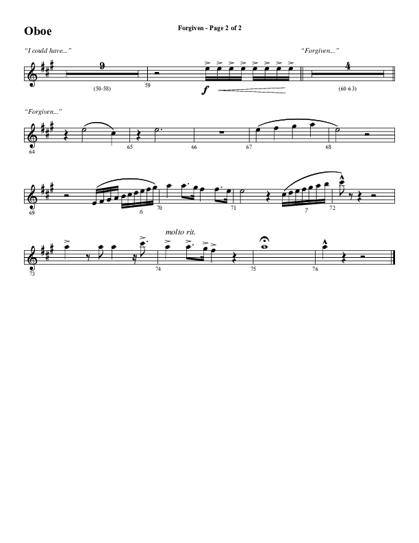 Forgiven (Choral Anthem SATB) Oboe (Word Music / Arr. Daniel Semsen)