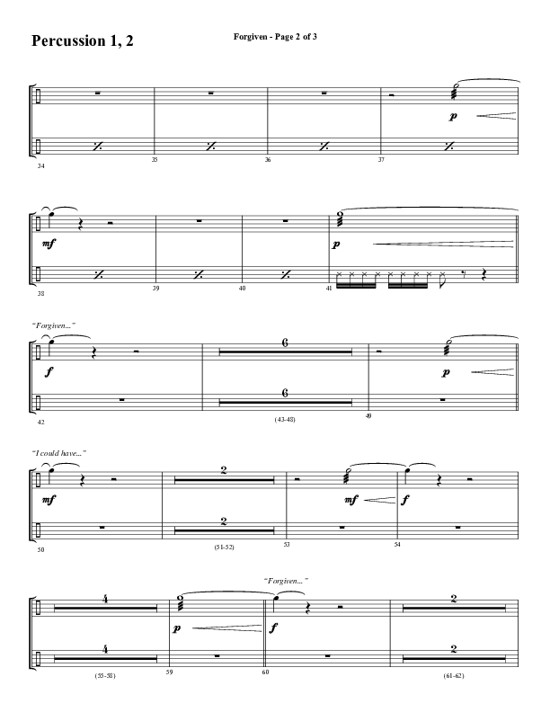 Forgiven (Choral Anthem SATB) Percussion (Word Music / Arr. Daniel Semsen)