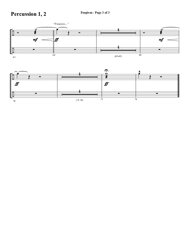 Forgiven (Choral Anthem SATB) Percussion (Word Music / Arr. Daniel Semsen)