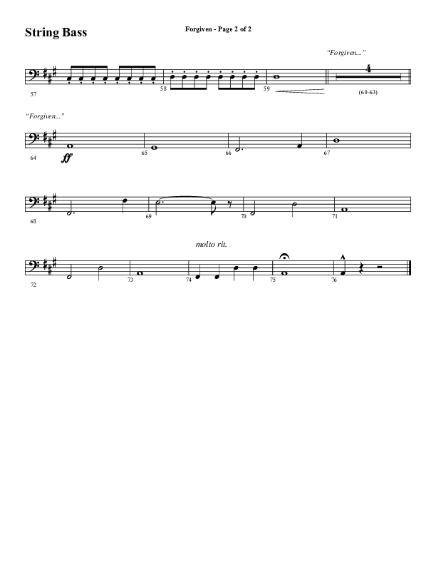 Forgiven (Choral Anthem SATB) String Bass (Word Music / Arr. Daniel Semsen)