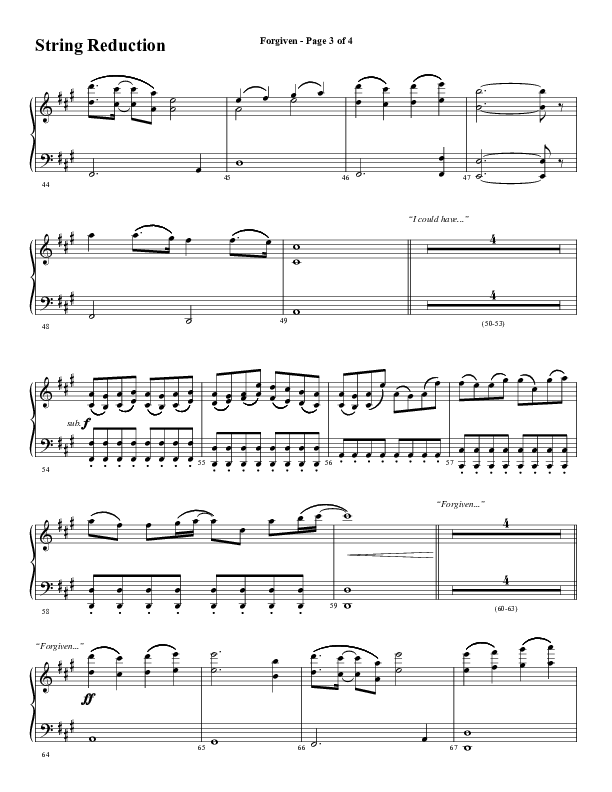 Forgiven (Choral Anthem SATB) String Reduction (Word Music / Arr. Daniel Semsen)