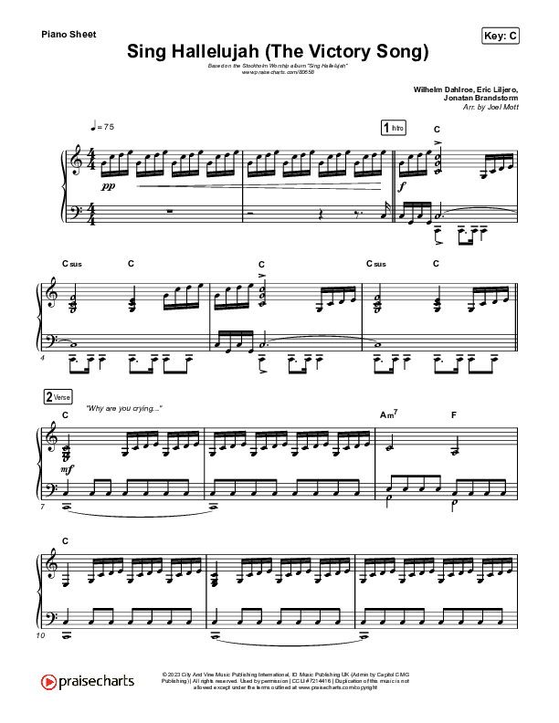Sing Hallelujah (The Victory Song) Piano Sheet (Stockholm Worship)