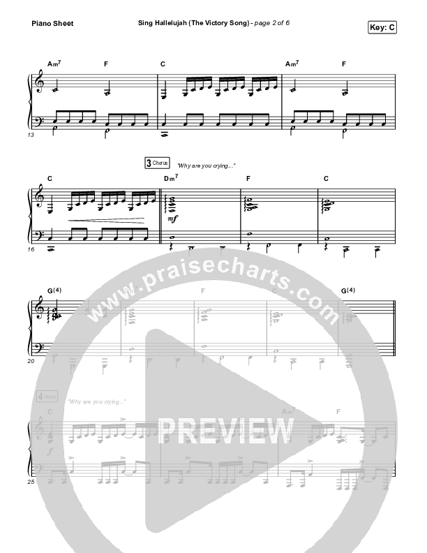 Sing Hallelujah (The Victory Song) Piano Sheet (Stockholm Worship)