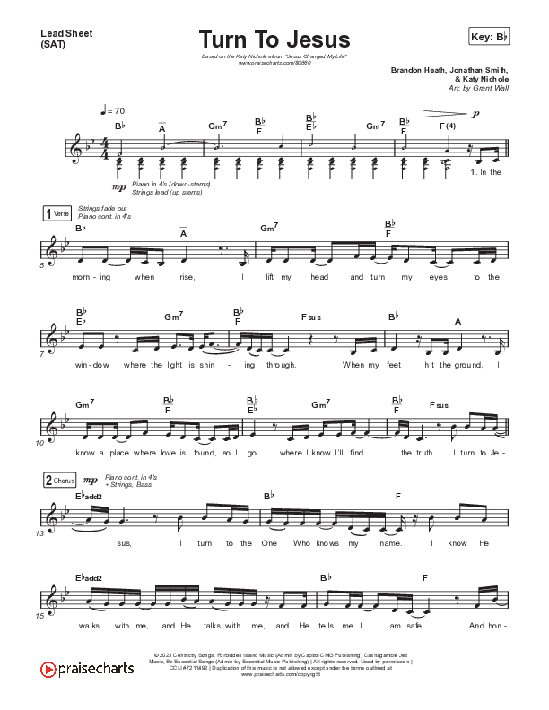 Turn To Jesus Lead Sheet (SAT) (Katy Nichole)