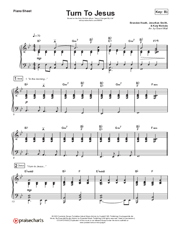 Turn To Jesus Piano Sheet (Katy Nichole)