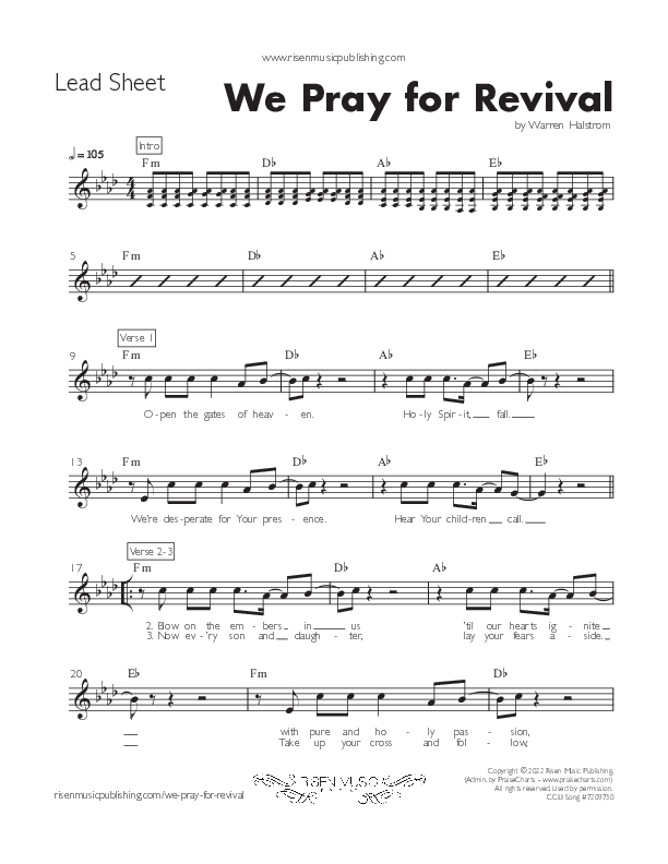 We Pray For Revival Sheet Music PDF Celebration Creative PraiseCharts