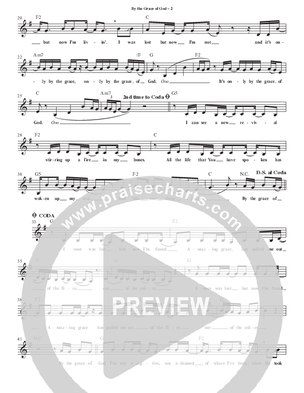 By The Grace Of God Lead Sheet Melody (Katy Nichole)