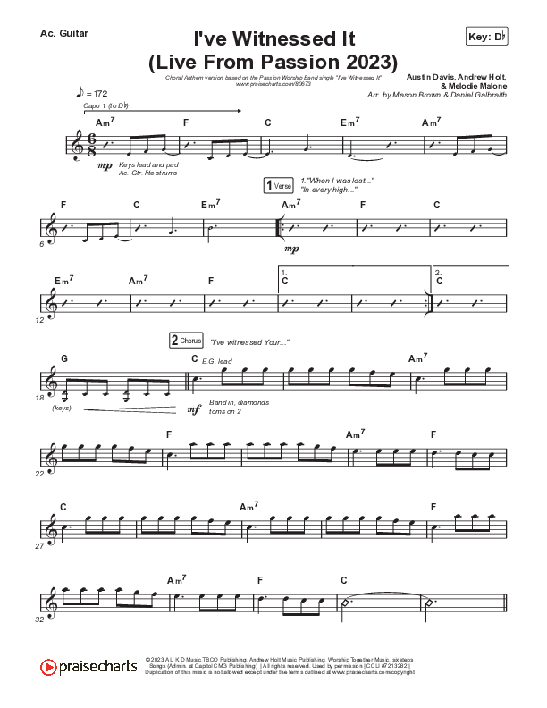 I've Witnessed It (Choral Anthem SATB) Acoustic Guitar (Passion / Melodie Malone / Arr. Mason Brown)