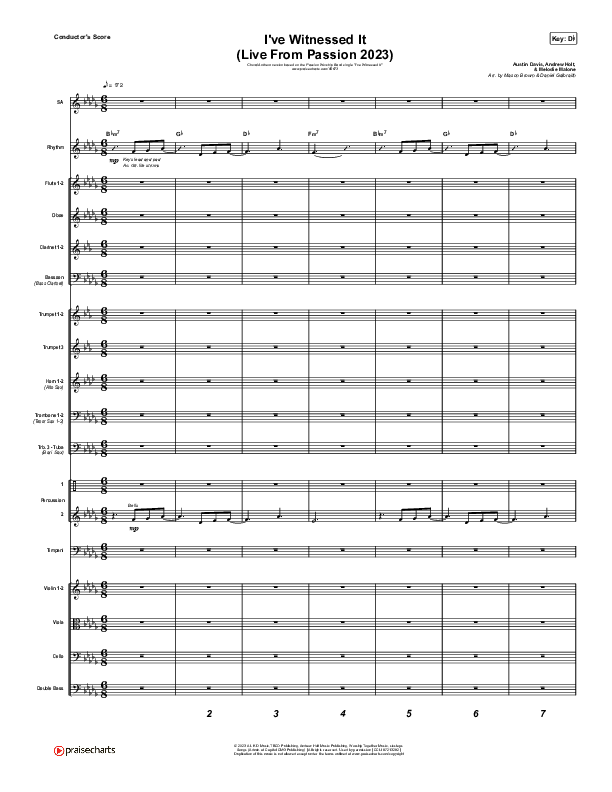 I've Witnessed It (Choral Anthem SATB) Orchestration (Passion / Melodie Malone / Arr. Mason Brown)