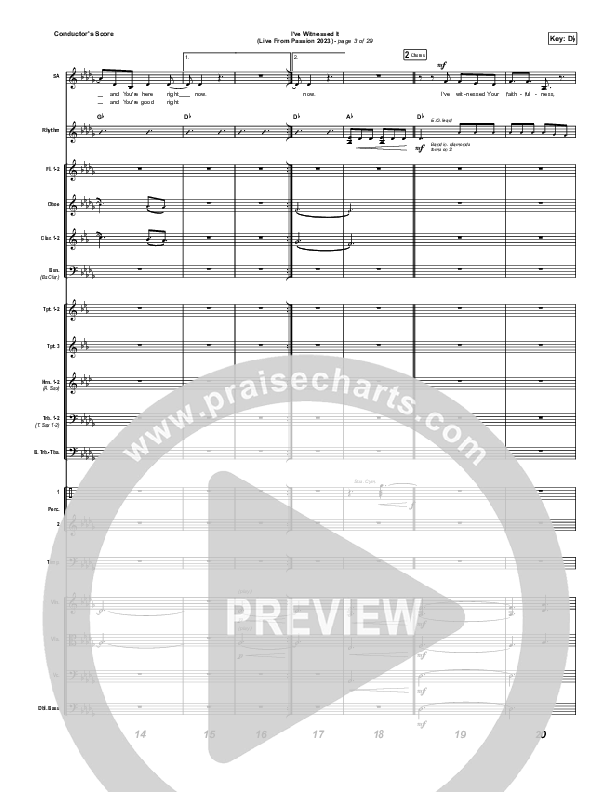 I've Witnessed It (Choral Anthem SATB) Orchestration (Passion / Melodie Malone / Arr. Mason Brown)