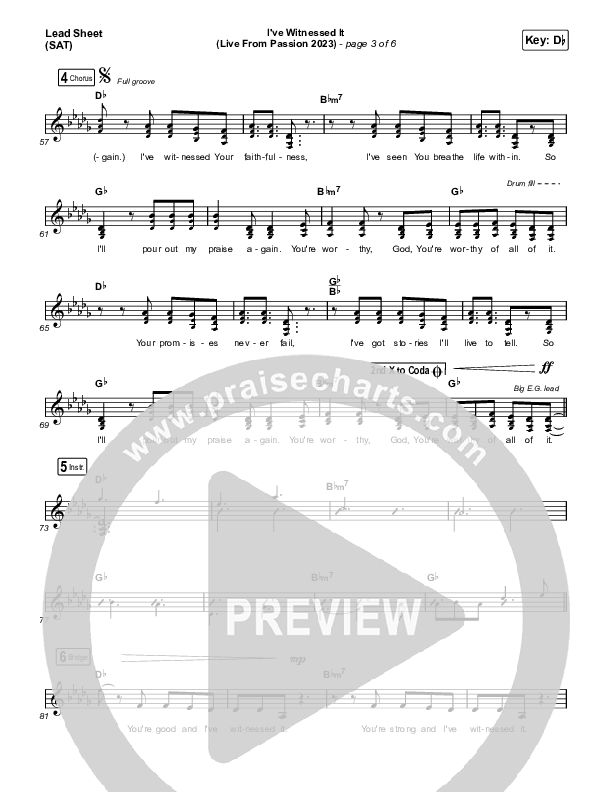 I've Witnessed It (Choral Anthem SATB) Lead Sheet (SAT) (Passion / Melodie Malone / Arr. Mason Brown)