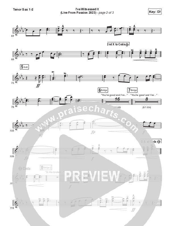 I've Witnessed It (Choral Anthem SATB) Tenor Sax 1,2 (Passion / Melodie Malone / Arr. Mason Brown)