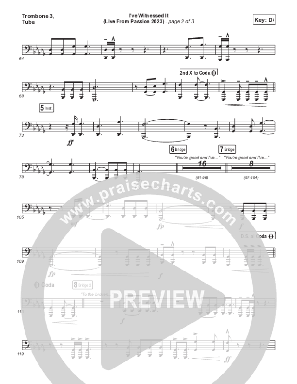 I've Witnessed It (Choral Anthem SATB) Trombone 3/Tuba (Passion / Melodie Malone / Arr. Mason Brown)