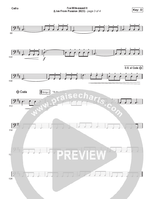 I've Witnessed It (Worship Choir/SAB) Cello (Passion / Melodie Malone / Arr. Mason Brown)