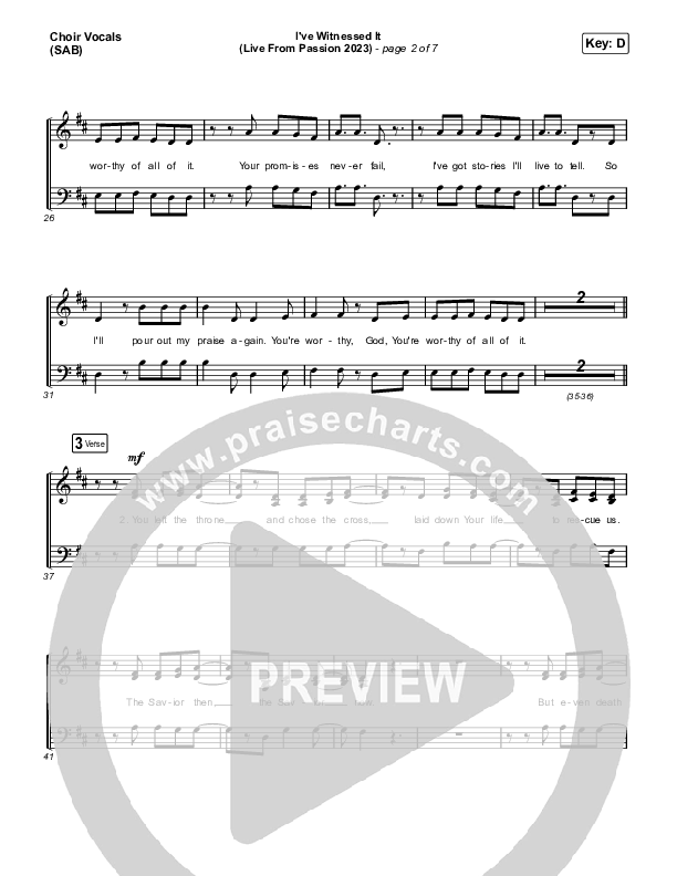 I've Witnessed It (Worship Choir/SAB) Choir Sheet (SAB) (Passion / Melodie Malone / Arr. Mason Brown)