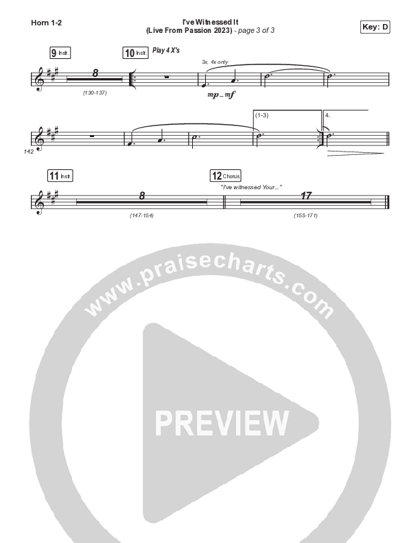 I've Witnessed It (Worship Choir/SAB) French Horn 1/2 (Passion / Melodie Malone / Arr. Mason Brown)
