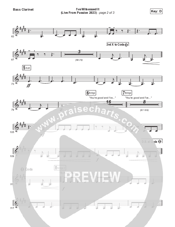 I've Witnessed It (Unison/2-Part) Bass Clarinet (Passion / Melodie Malone / Arr. Mason Brown)