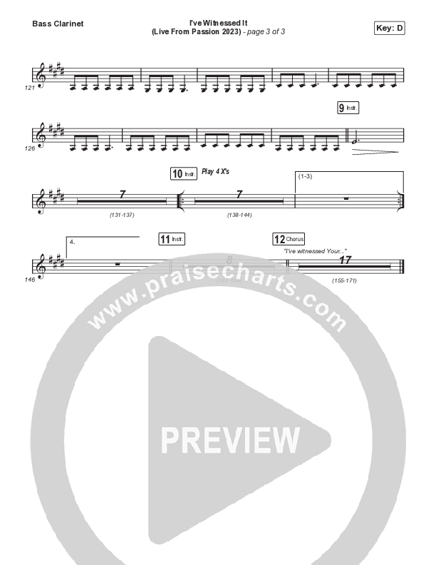 I've Witnessed It (Unison/2-Part) Bass Clarinet (Passion / Melodie Malone / Arr. Mason Brown)